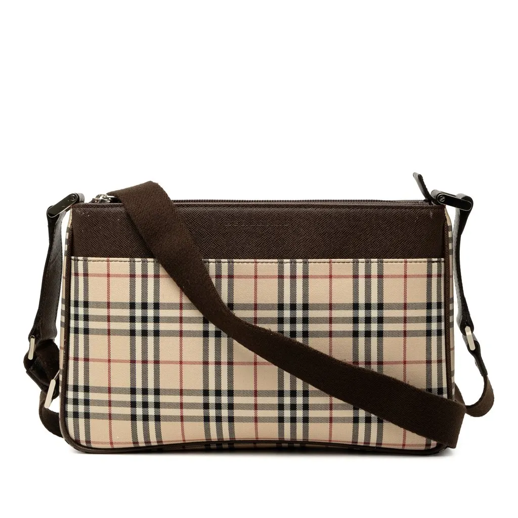 Burberry House Check Canvas Crossbody Beige Canvas Very good - Front View