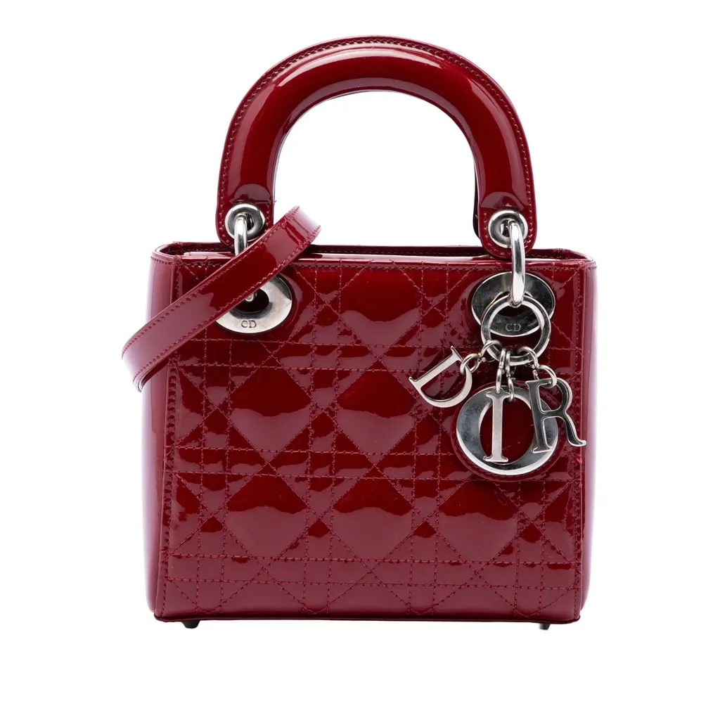 Dior Mini Patent Cannage Lady Dior Red Leather Very good - Front View