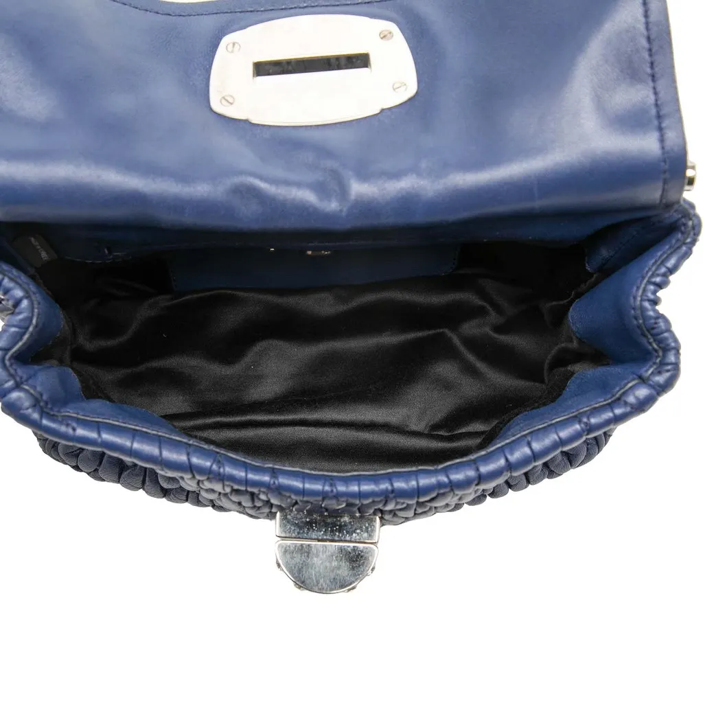 Miu Miu Matelasse Nappa Crystal Frame Flap Satchel Blue Leather Very good - Model View
