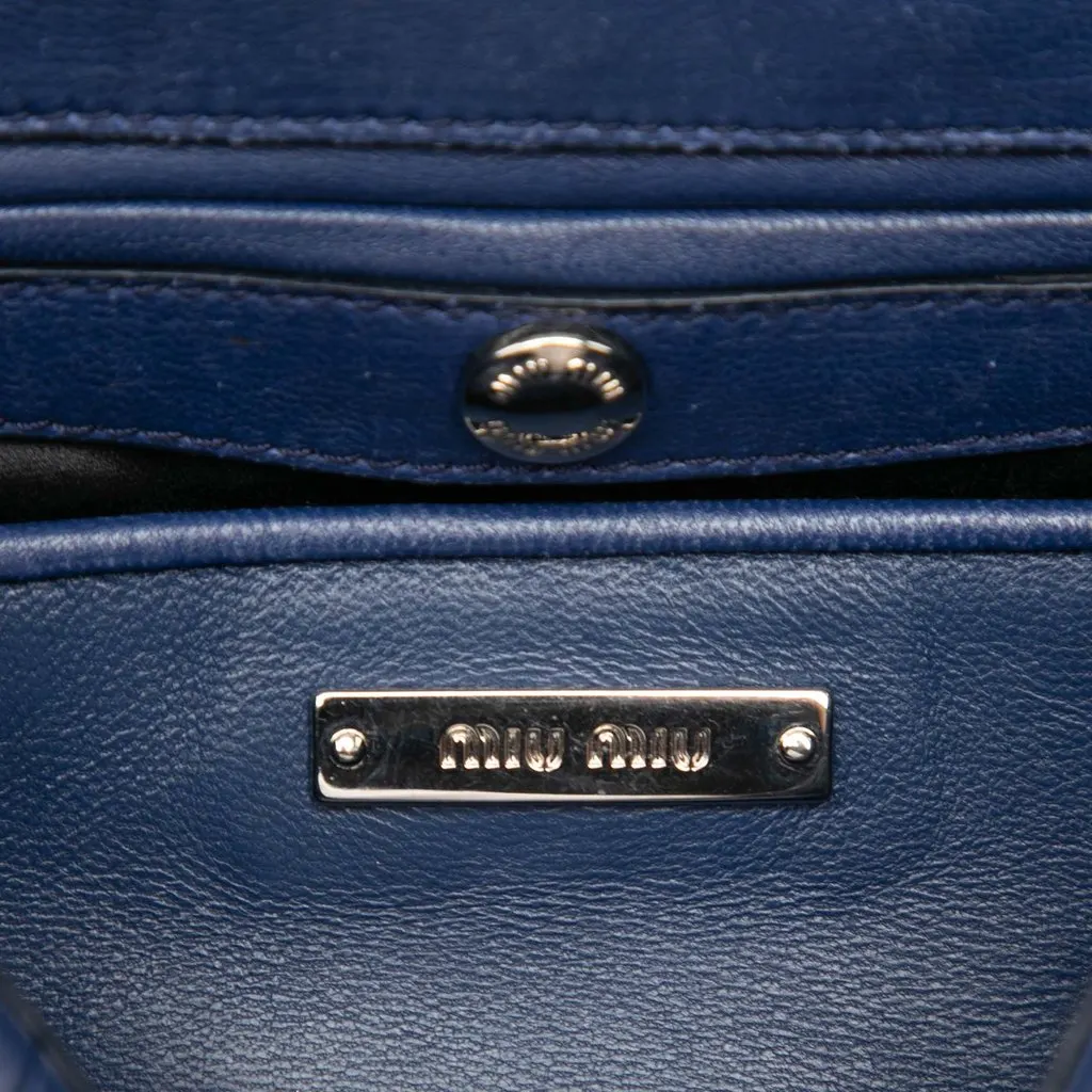 Miu Miu Matelasse Nappa Crystal Frame Flap Satchel Blue Leather Very good - Box View
