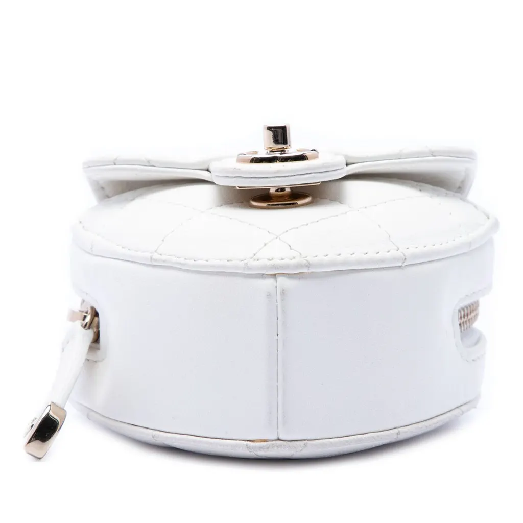 Chanel Mini Quilted Lambskin CC in Love Heart Necklace Bag White Leather Very good - Inside View