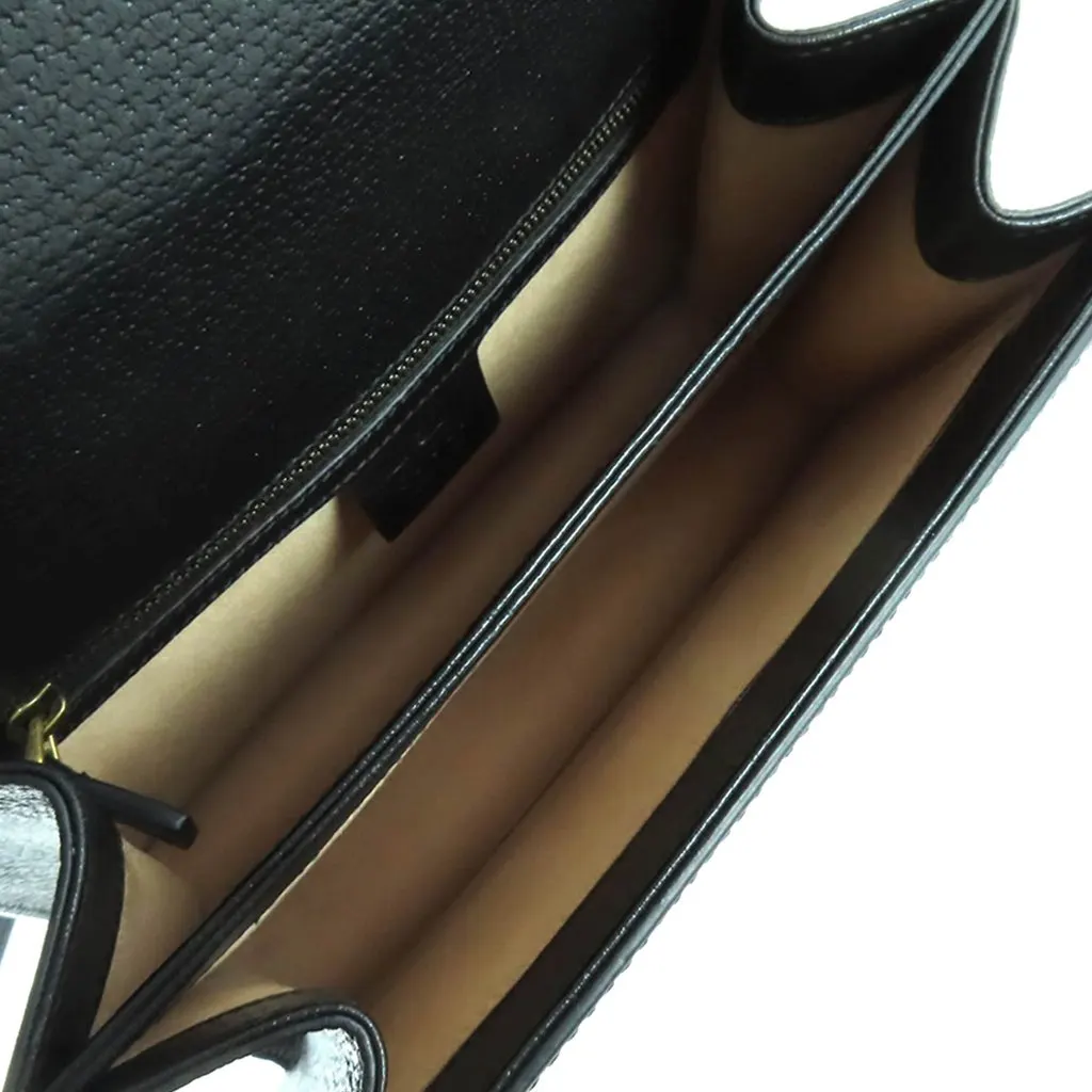 Gucci Small Calfskin Web Ophidia Top Handle Flap Black Leather Very good - Box View