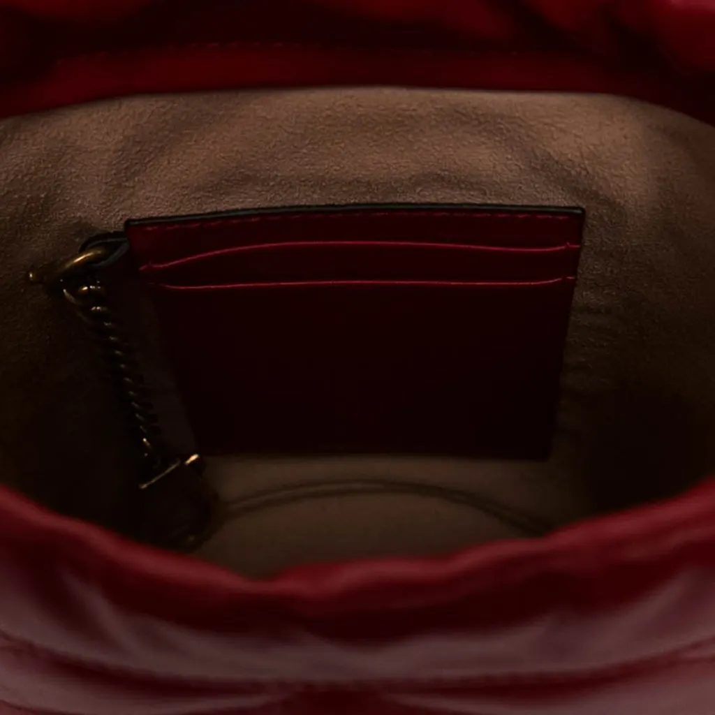 Gucci Small GG Marmont Matelasse Calfskin Bucket Bag Red Leather Very good - Model View