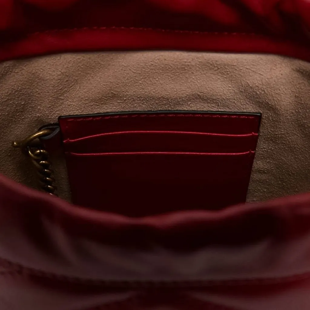 Gucci Small GG Marmont Matelasse Calfskin Bucket Bag Red Leather Very good - Box View