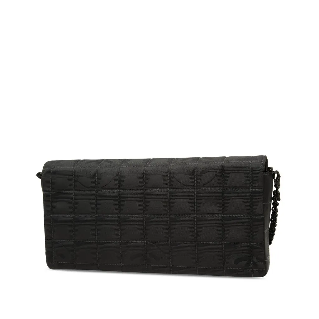 Chanel New Travel Line Nylon East West Flap Black Polyamide Good - Back View