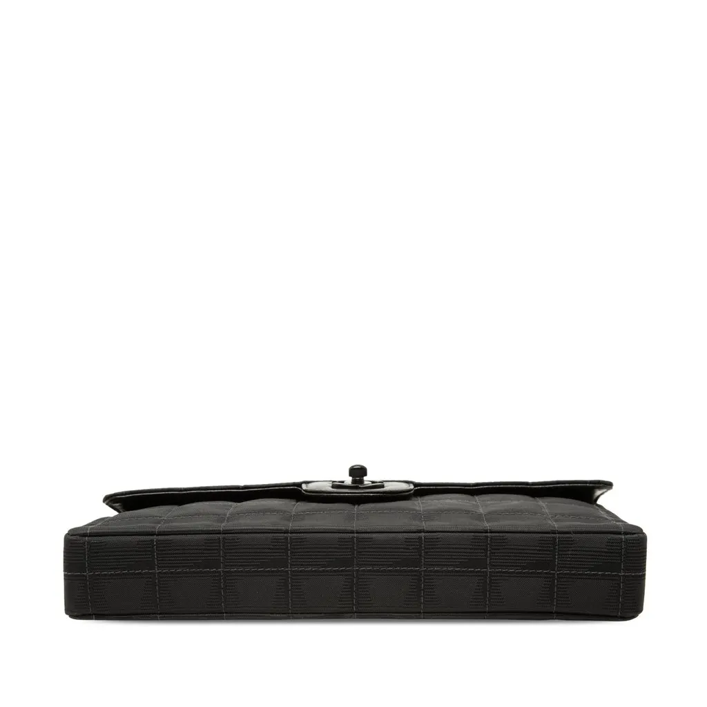 Chanel New Travel Line Nylon East West Flap Black Polyamide Good - Inside View