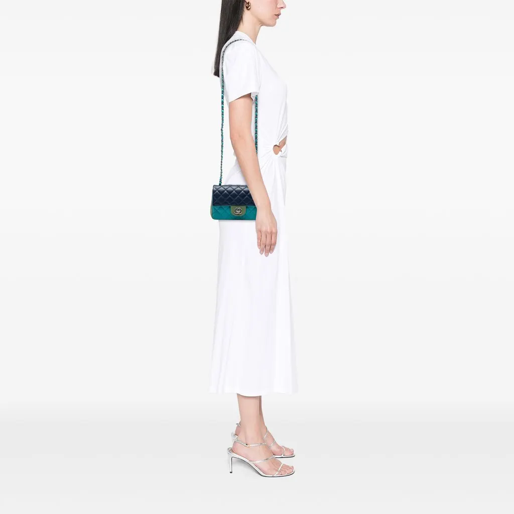 Chanel Mini Rectangular Classic Tricolor Lambskin Single Flap Blue Leather Very good - Box View