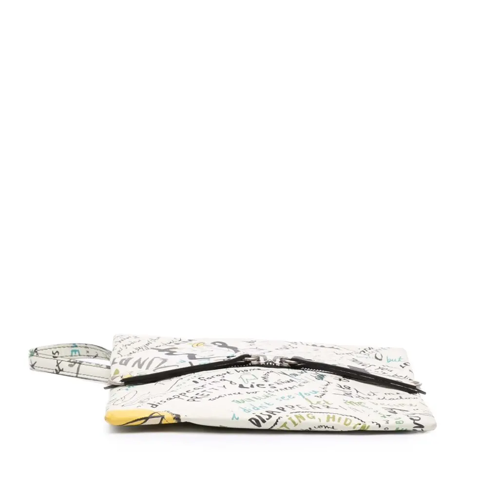 Maison Margiela Leather Graffiti Front Zip Pouch White Leather Good - Inside View