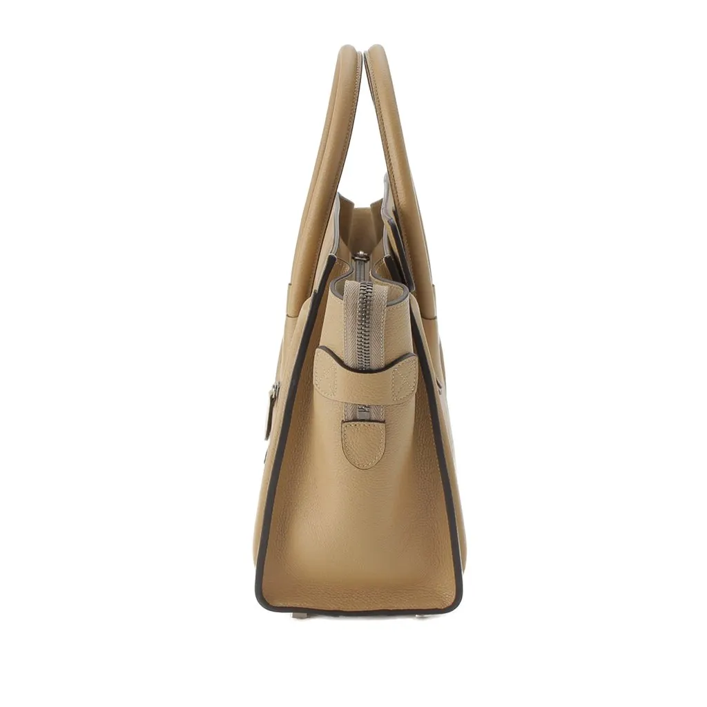 Celine Micro Drummed Calfskin Luggage Tote Beige Leather Very good - Inside View