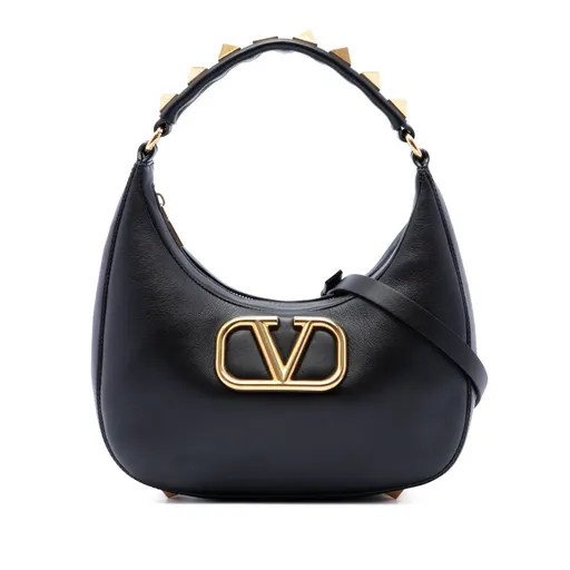 Valentino Calfskin Stud Sign Zip Hobo