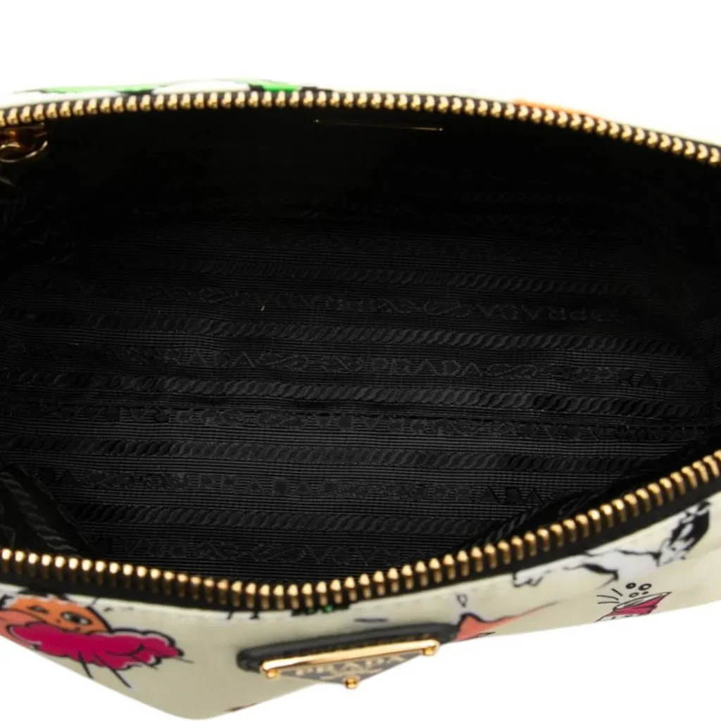 Prada Tessuto Stampato Surf Cosmetic Pouch White Polyamide Very good - Model View