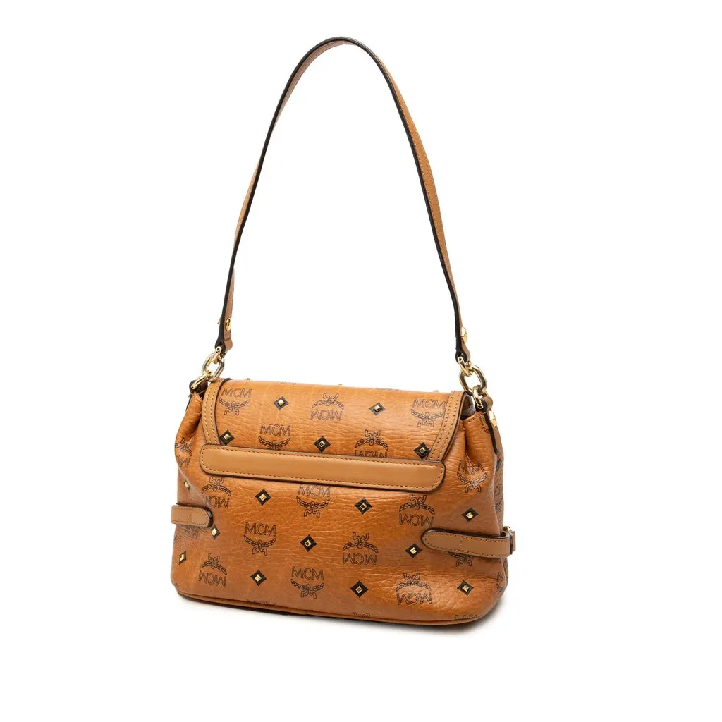 MCM Small Visetos Coated Canvas Satchel Brown Very good - Back View