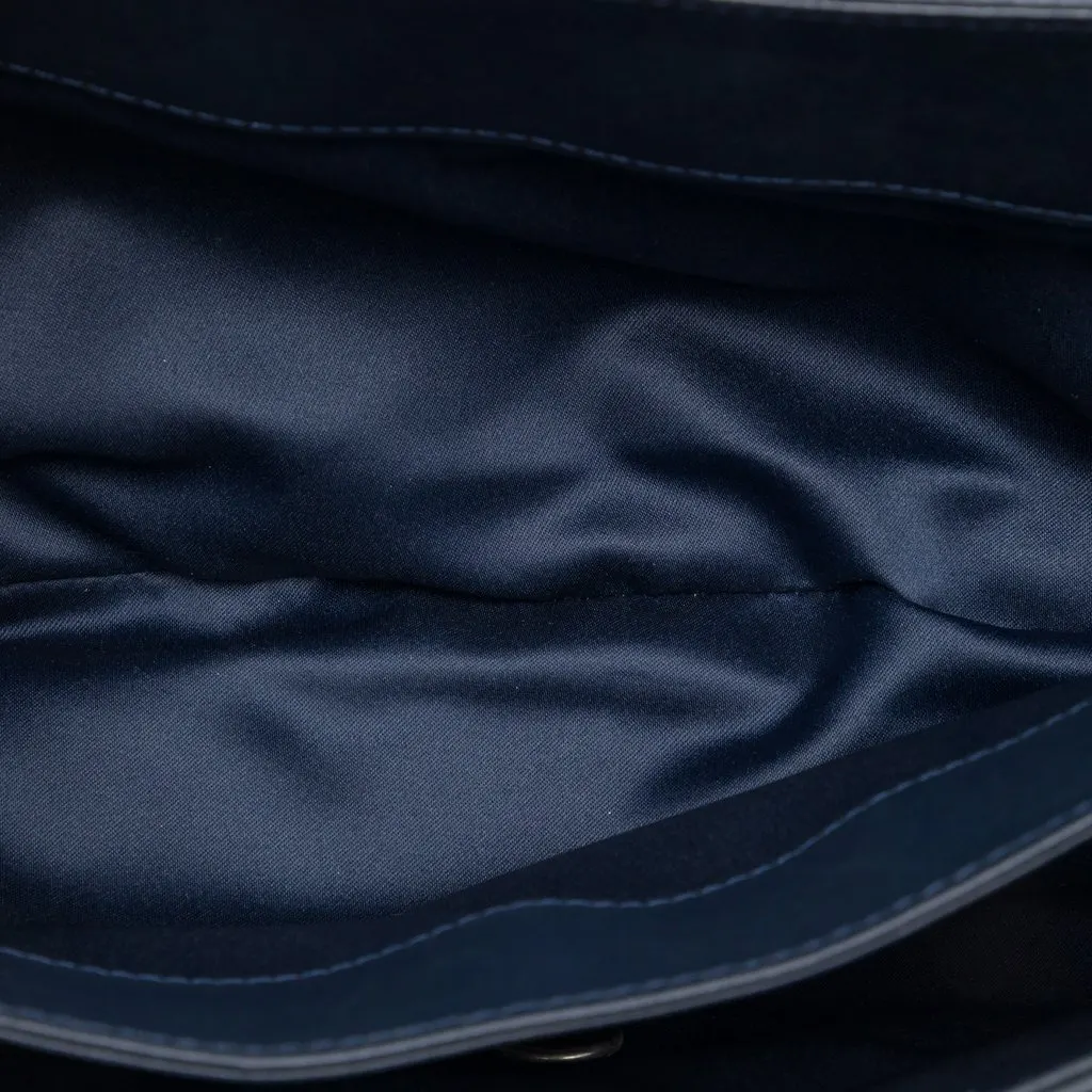Chanel CC Quilted Lambskin Accordion Flap Blue Leather Very good - Model View