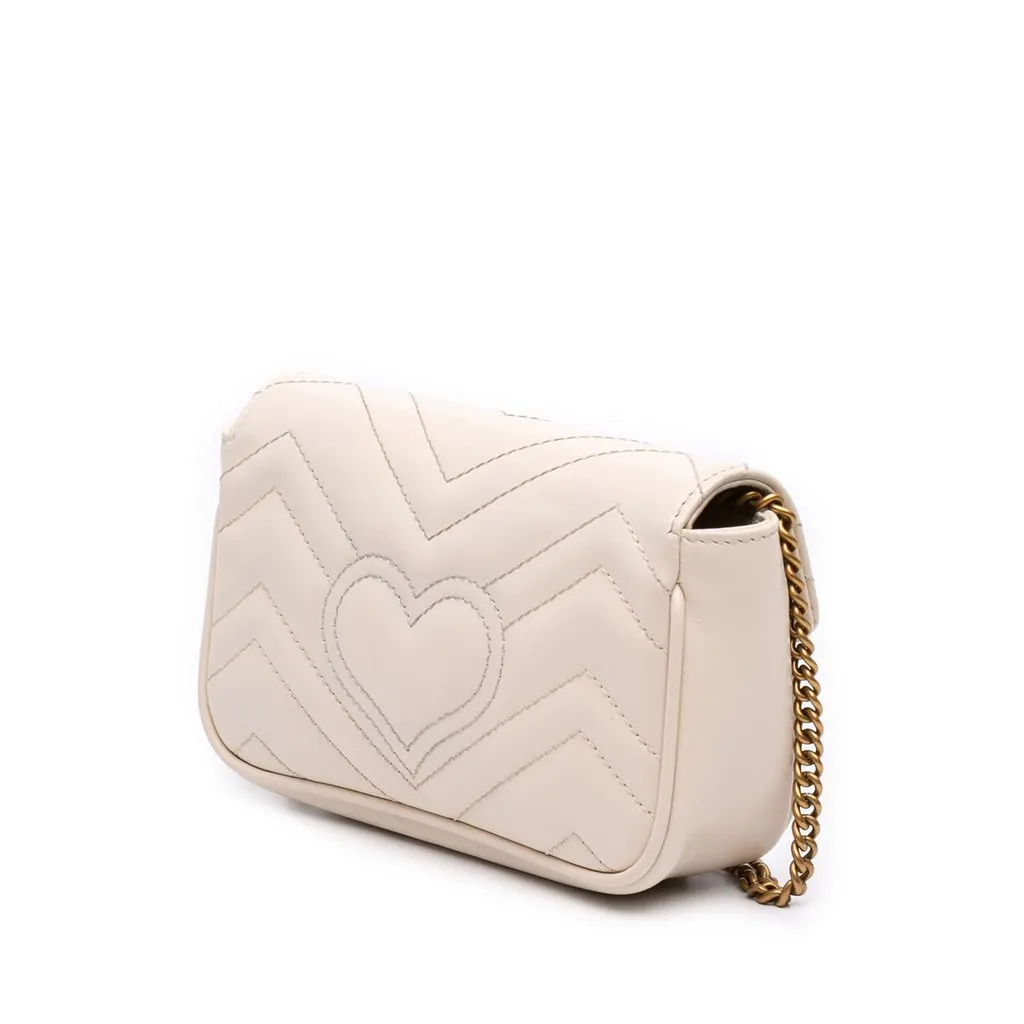 Gucci Mini GG Marmont Matelasse Calfskin Flap Crossbody White Leather Very good - Back View