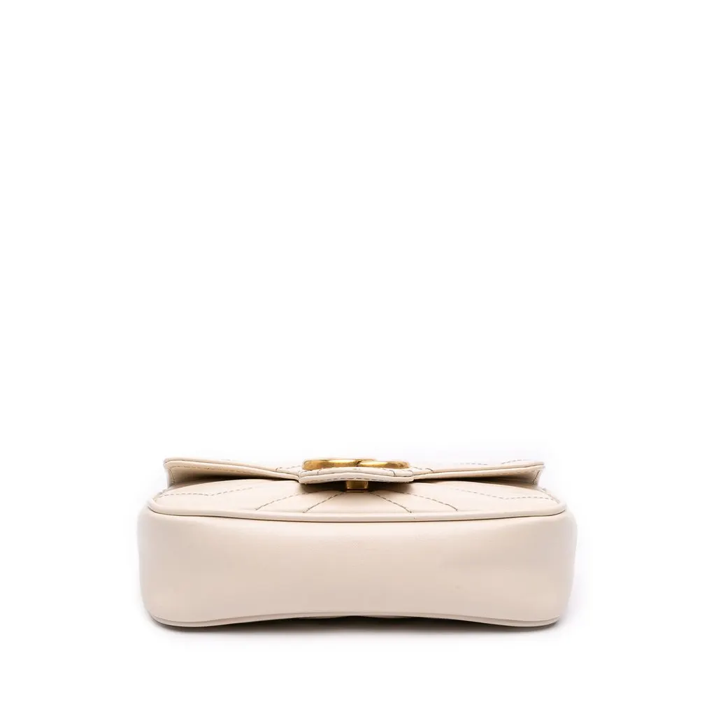 Gucci Mini GG Marmont Matelasse Calfskin Flap Crossbody White Leather Very good - Inside View