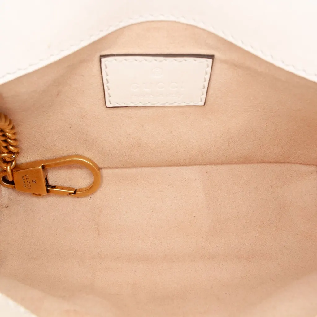 Gucci Mini GG Marmont Matelasse Calfskin Flap Crossbody White Leather Very good - Model View