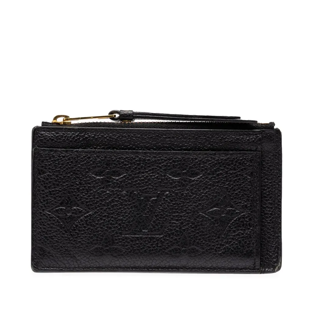 Louis Vuitton Monogram Empreinte Zipped Card Holder Black Leather Good - Front View