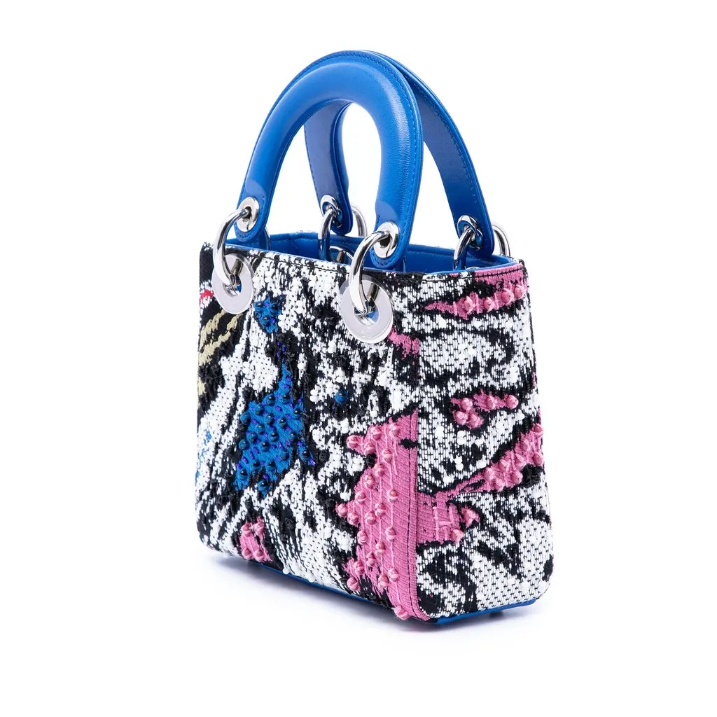 Dior Dior Lady Art No 2 Edition Namsa Leuba Mini Calfskin Beaded and Embroidered Lady Dior Blue Leather Very good - Back View