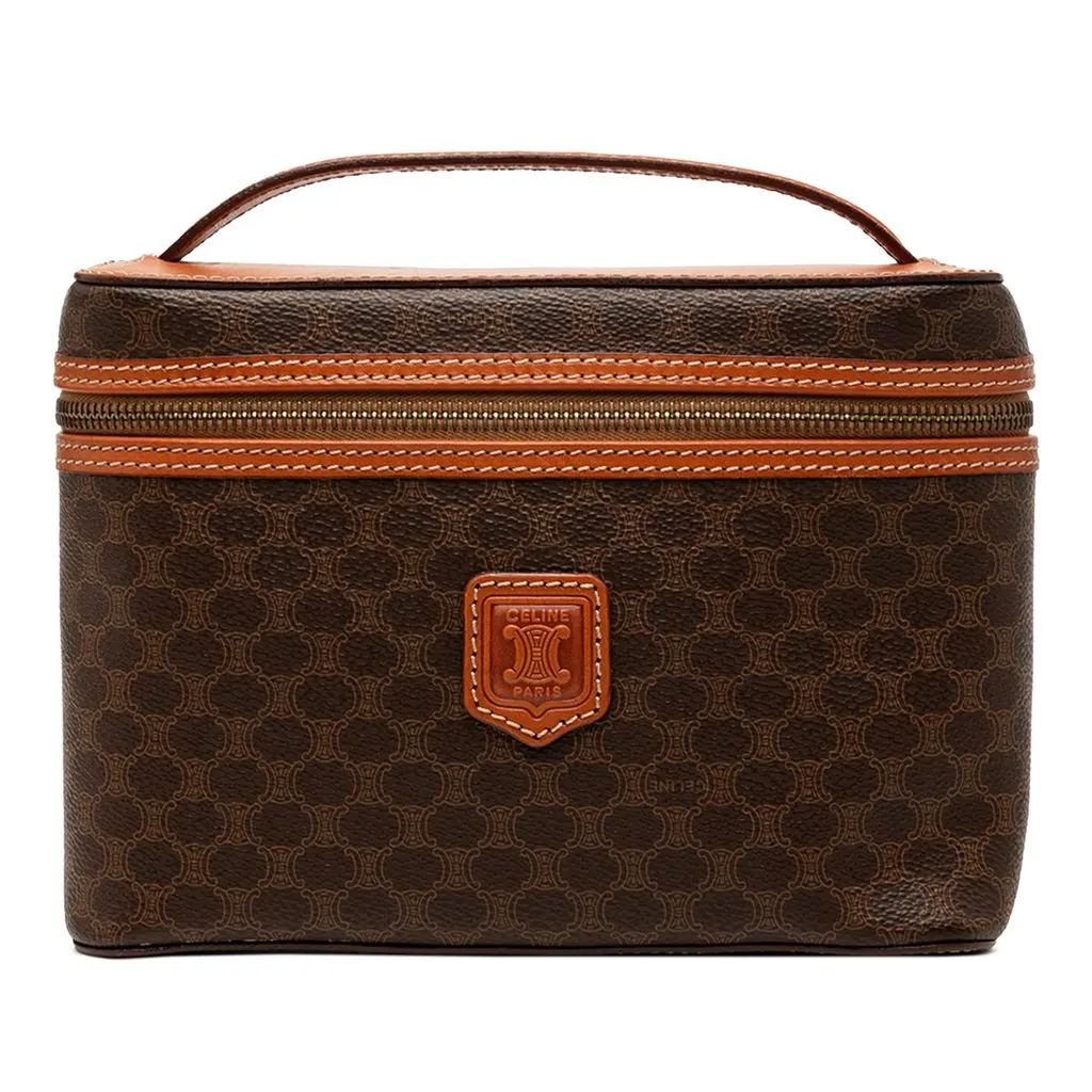 Celine Macadam Coated Canvas Vanity Bag Brown Very good - Front View