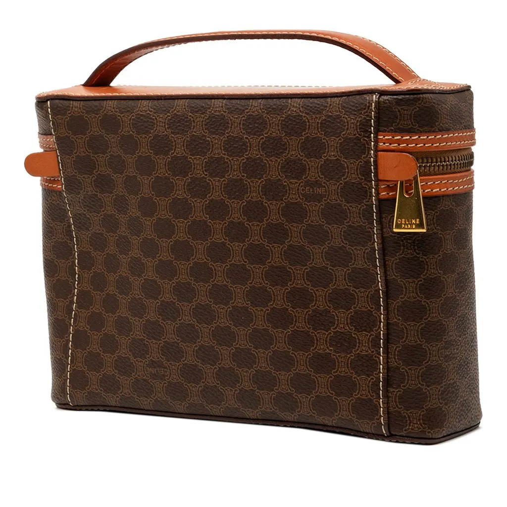 Celine Macadam Coated Canvas Vanity Bag Brown Very good - Back View
