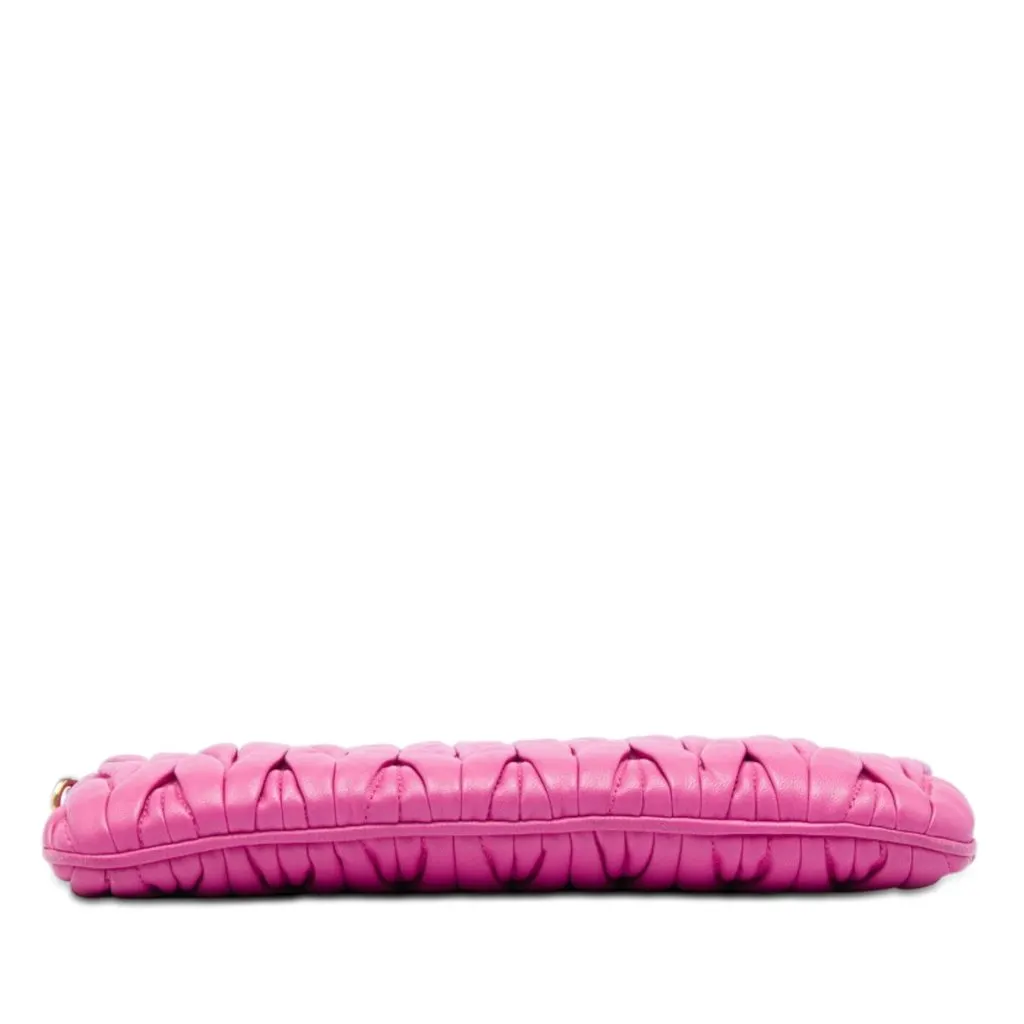 Miu Miu Matelasse Nappa Frame Clutch with Strap Pink Leather Very good - Inside View