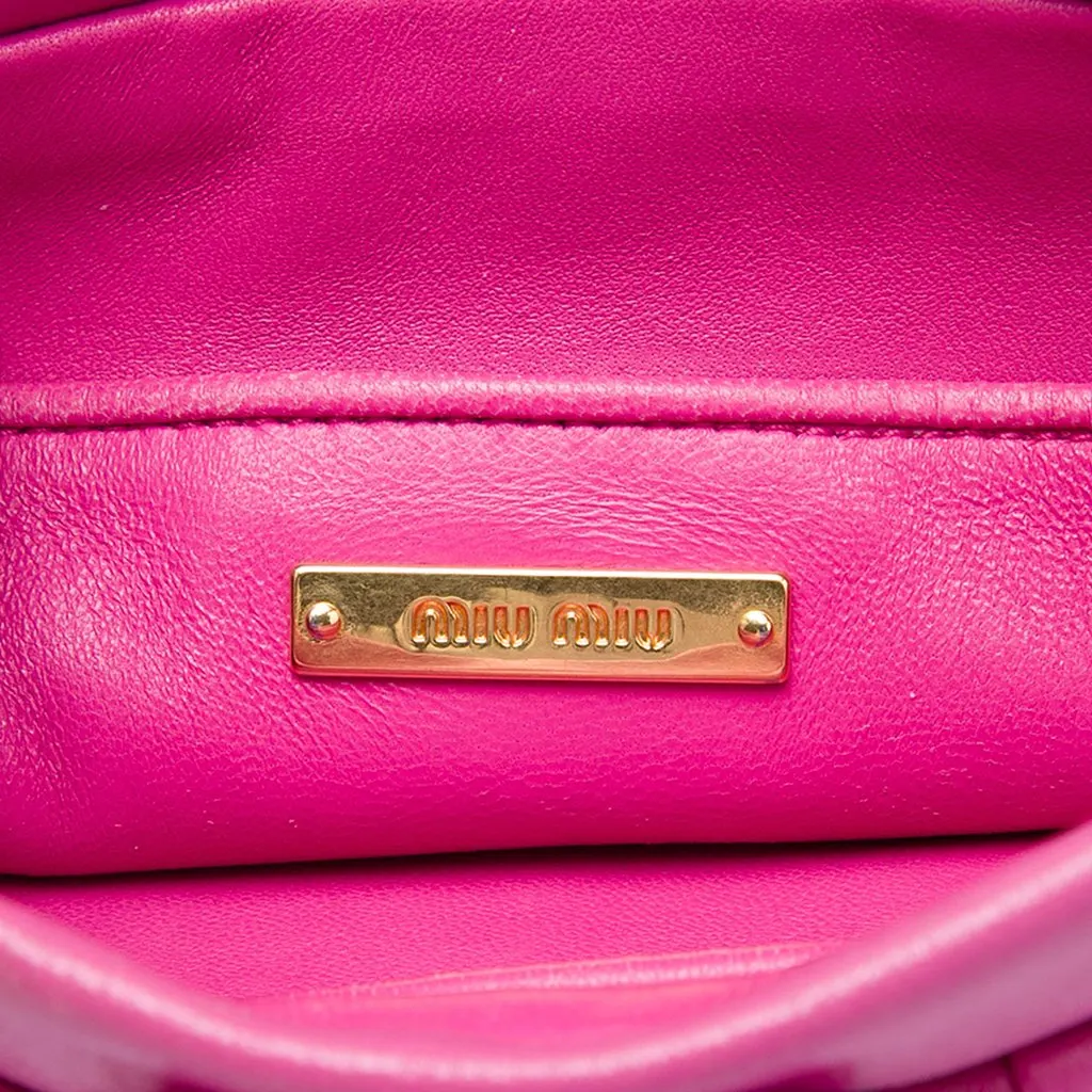 Miu Miu Matelasse Nappa Frame Clutch with Strap Pink Leather Very good - Box View
