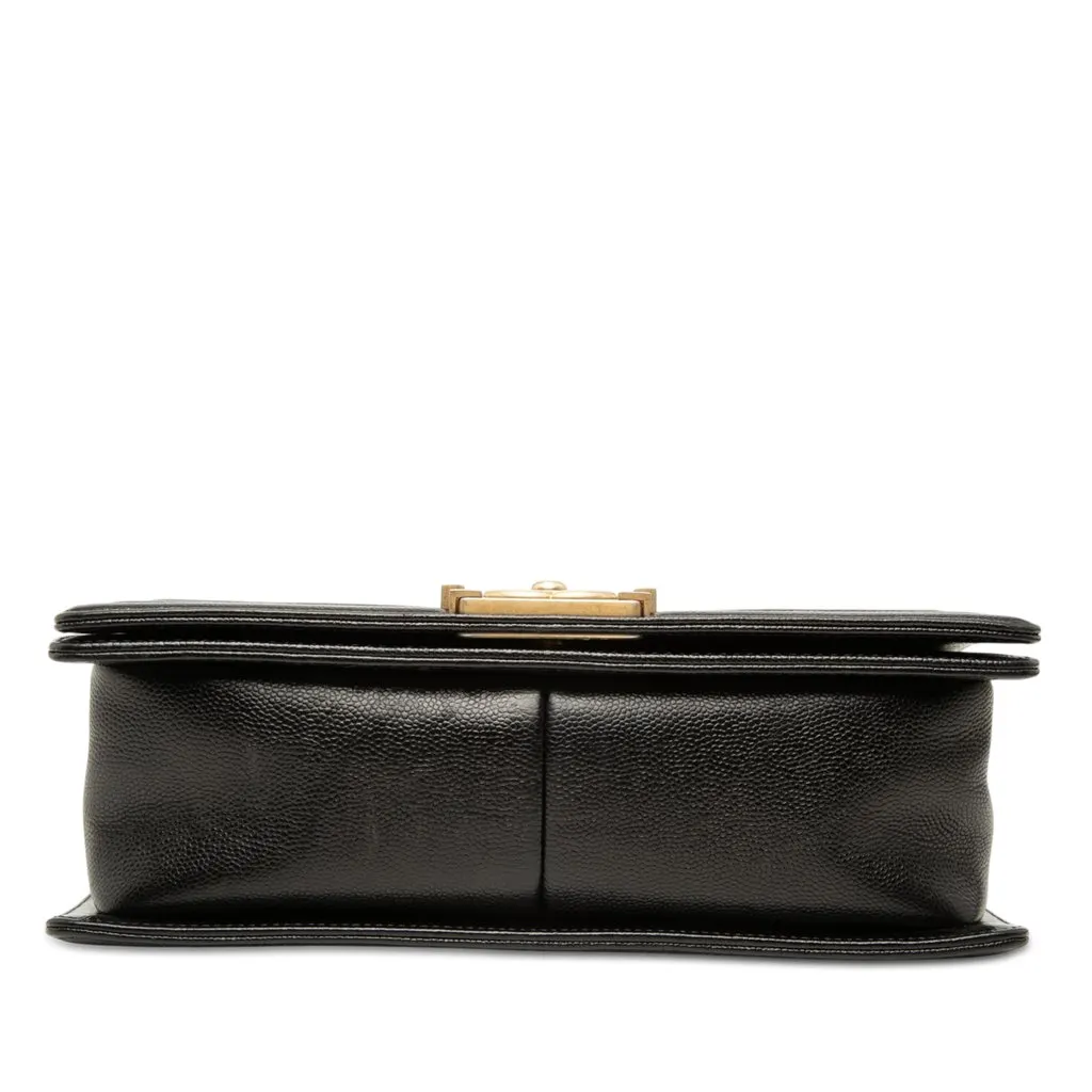 Chanel Old Medium Chevron Caviar Boy Flap Black Leather Very good - Inside View