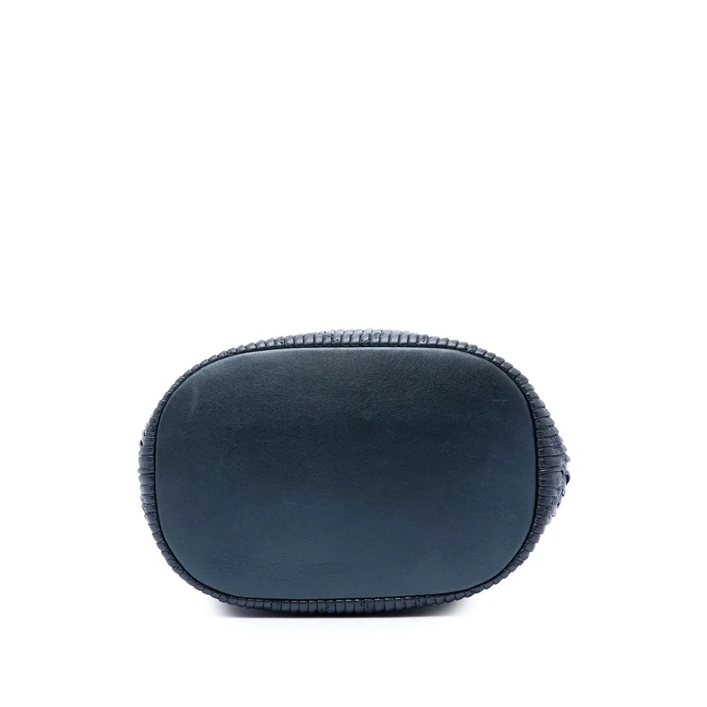 Chanel Small Crumpled Calfskin Coco Pleats Drawstring Bucket Bag Blue Leather Very good - Inside View