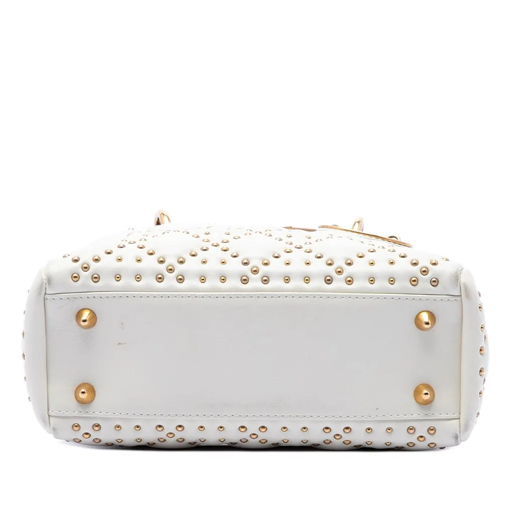 Dior Small Lambskin Cannage Studded Supple Lady Dior White Leather Very good - Inside View
