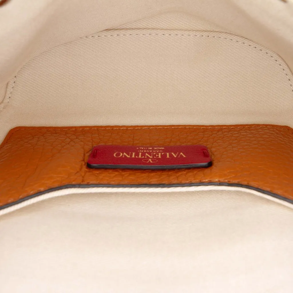 Valentino Grained Calfskin Rockstud Belt Bag Brown Leather Very good - Model View