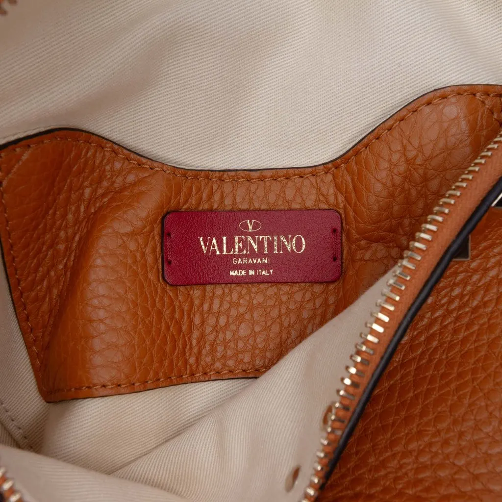 Valentino Grained Calfskin Rockstud Belt Bag Brown Leather Very good - Box View