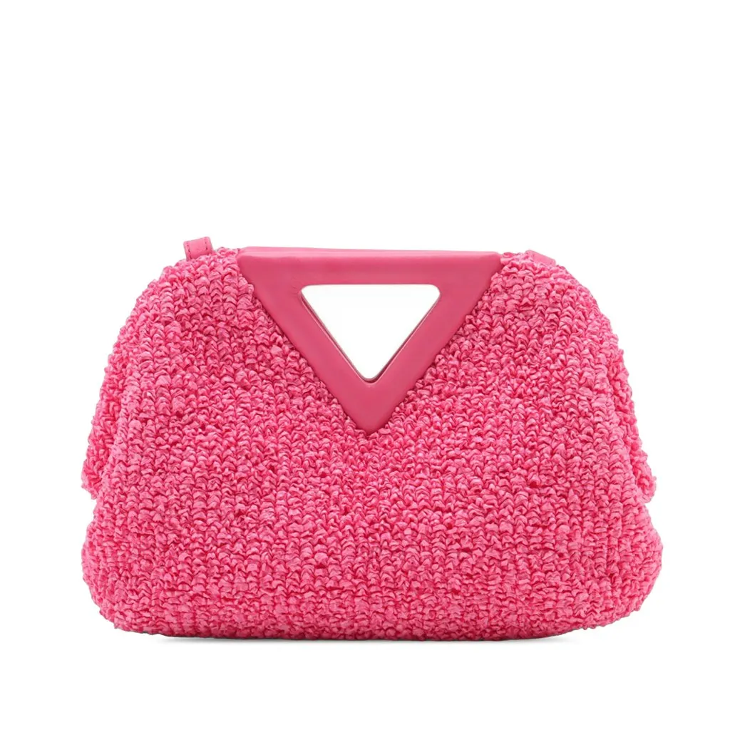 Bottega Veneta Small Boucle Curly Raffia The Point Triangle Satchel Pink Very good - Back View