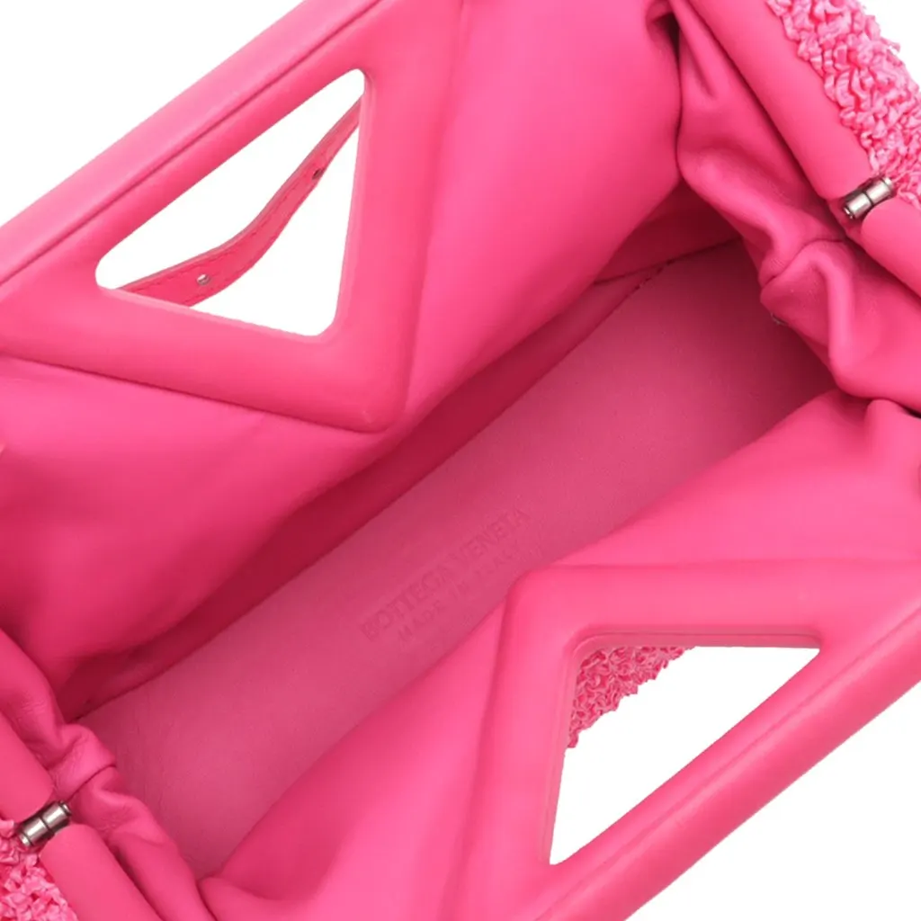 Bottega Veneta Small Boucle Curly Raffia The Point Triangle Satchel Pink Very good - Inside View