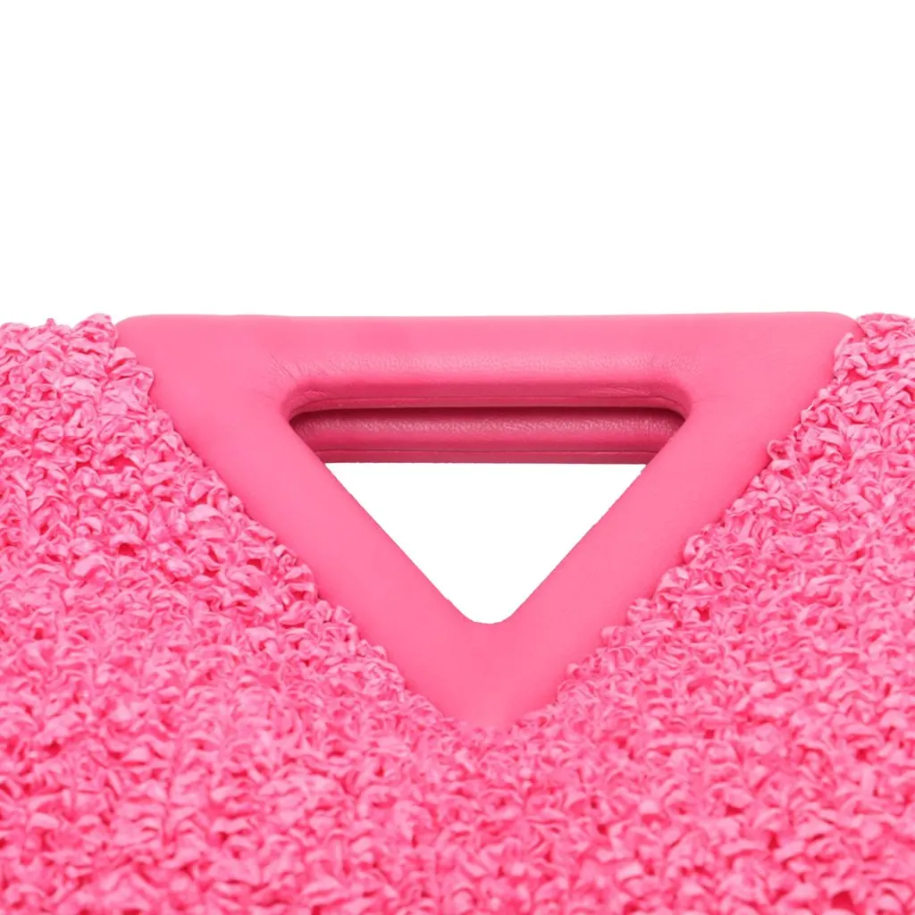 Bottega Veneta Small Boucle Curly Raffia The Point Triangle Satchel Pink Very good - Box View