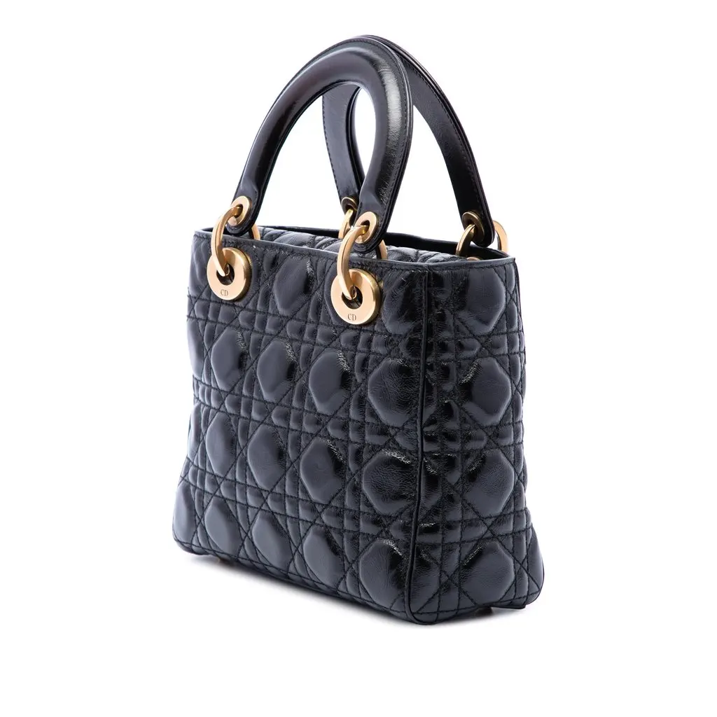 Dior Small Crinkled Patent Cannage My ABCDior Lady Dior Black Leather Very good - Back View