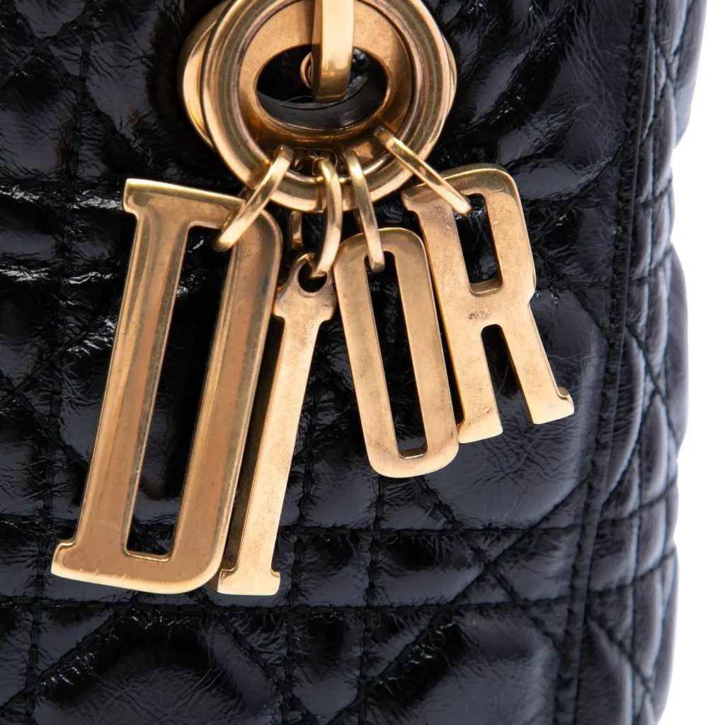 Dior Small Crinkled Patent Cannage My ABCDior Lady Dior Black Leather Very good - Box View