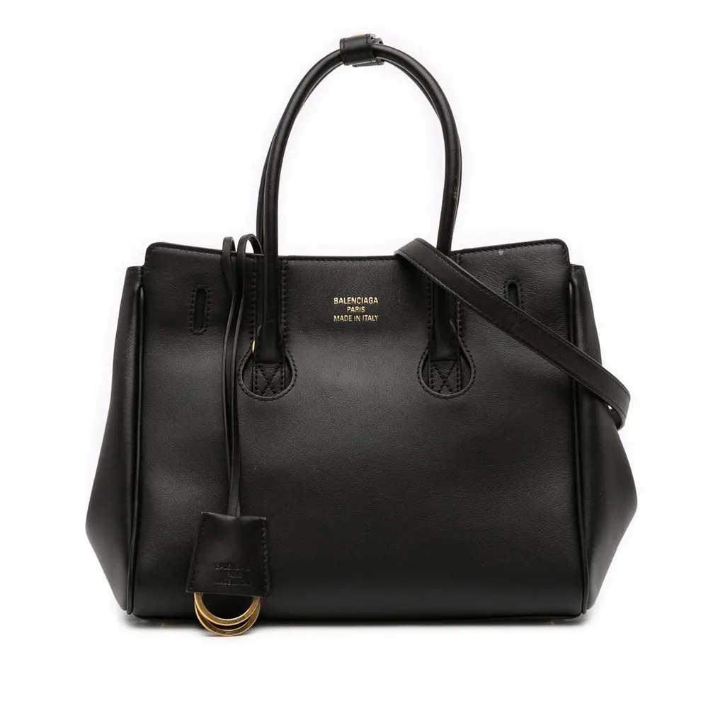 Balenciaga Mini Smooth Calfskin Hampton Carry All Satchel Black Leather Very good - Front View