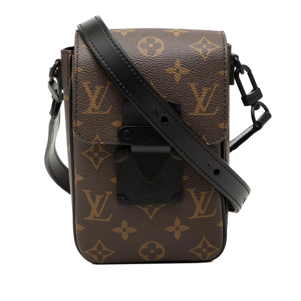 Louis Vuitton Monogram Macassar S Lock Vertical Wearable Crossbody Brown Canvas Very good - Front View