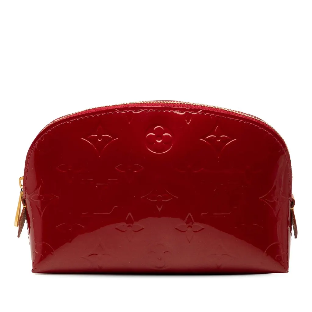 Louis Vuitton Monogram Vernis Cosmetic Pouch Red Leather Very good - Front View