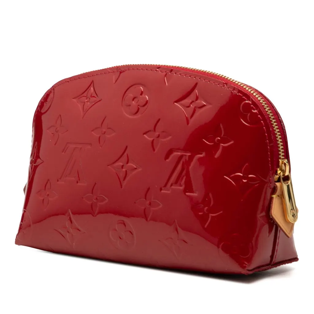 Louis Vuitton Monogram Vernis Cosmetic Pouch Red Leather Very good - Back View