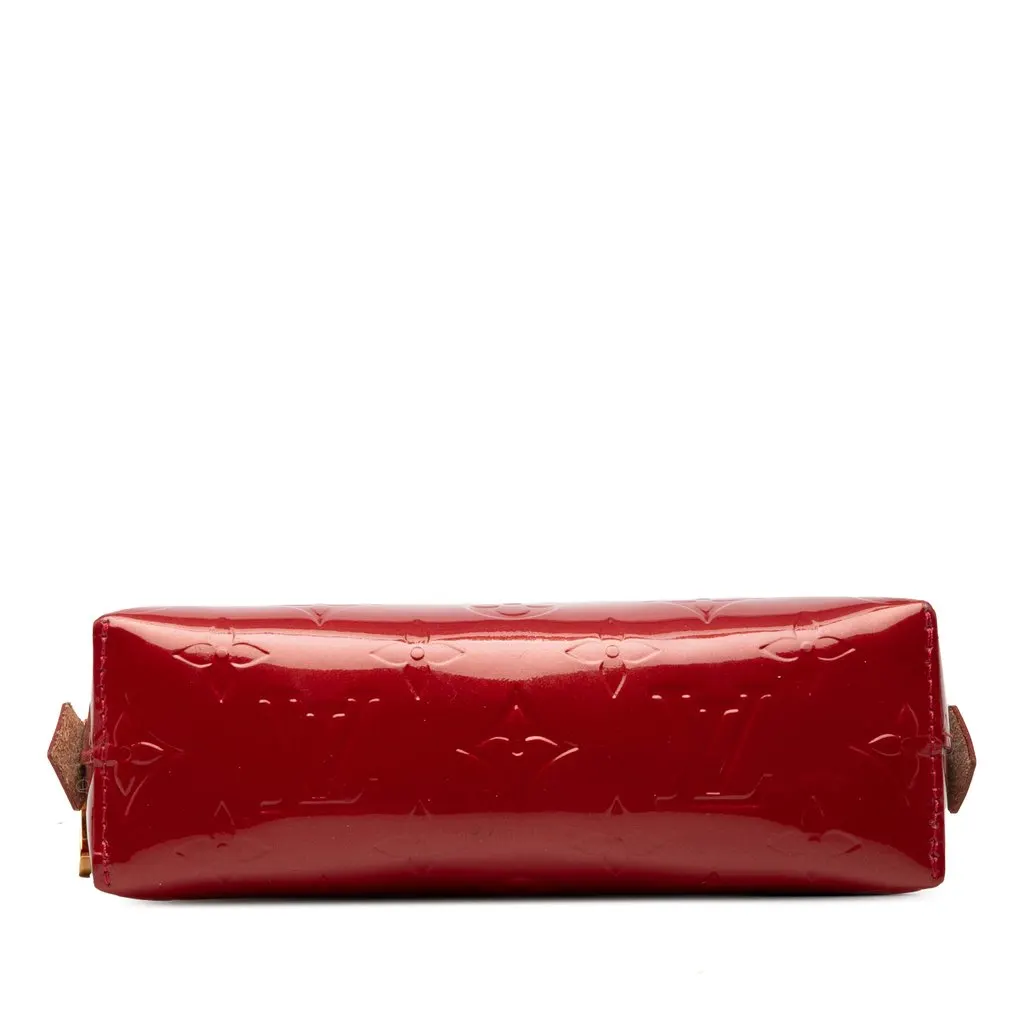 Louis Vuitton Monogram Vernis Cosmetic Pouch Red Leather Very good - Inside View