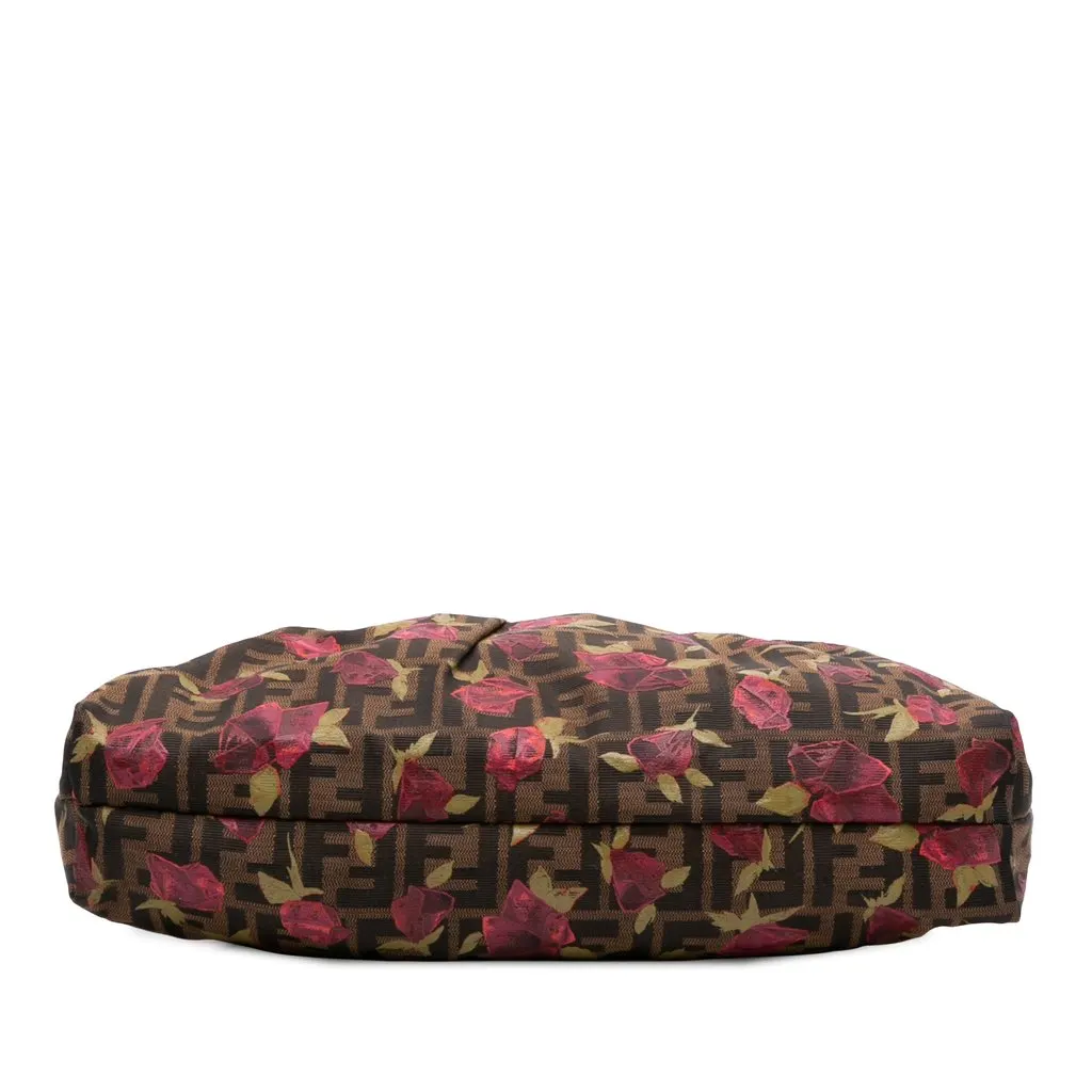 Fendi Zucca Canvas Rose Print Chef Shoulder Bag Brown Very good - Inside View