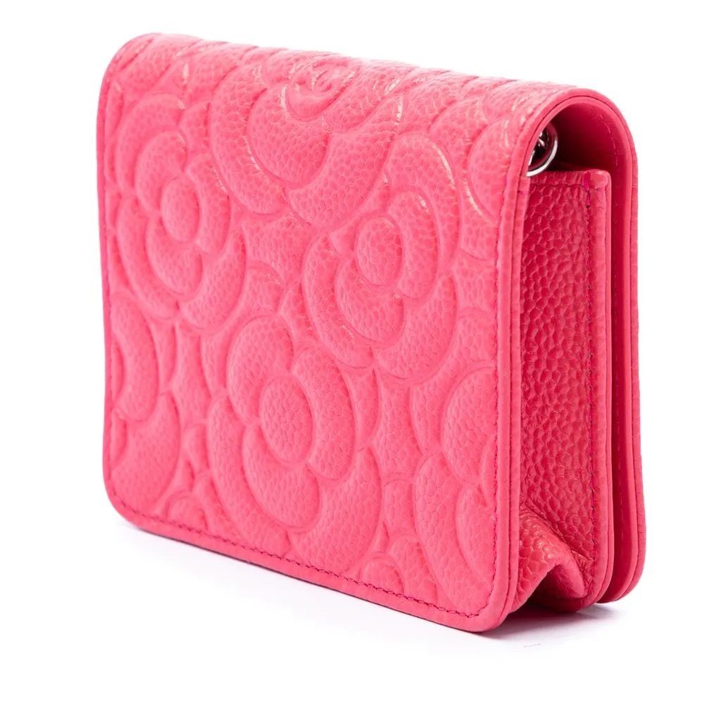 Chanel CC Embossed Caviar Camellia Chain Belt Bag Pink Leather Very good - Back View