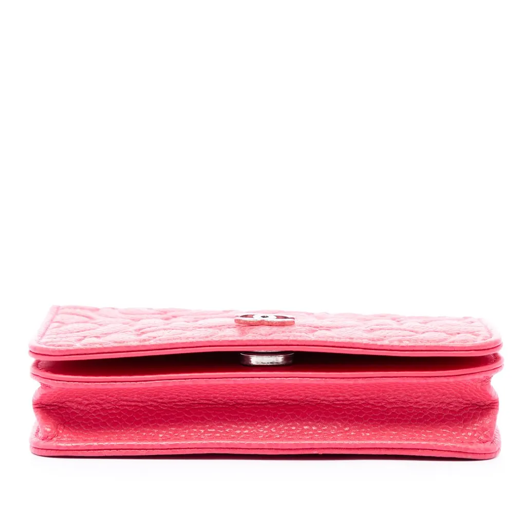Chanel CC Embossed Caviar Camellia Chain Belt Bag Pink Leather Very good - Inside View