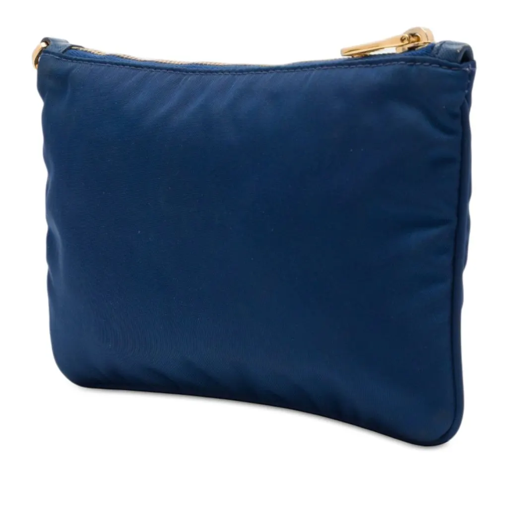 Prada Tessuto Wristlet Clutch Blue Polyamide Very good - Back View