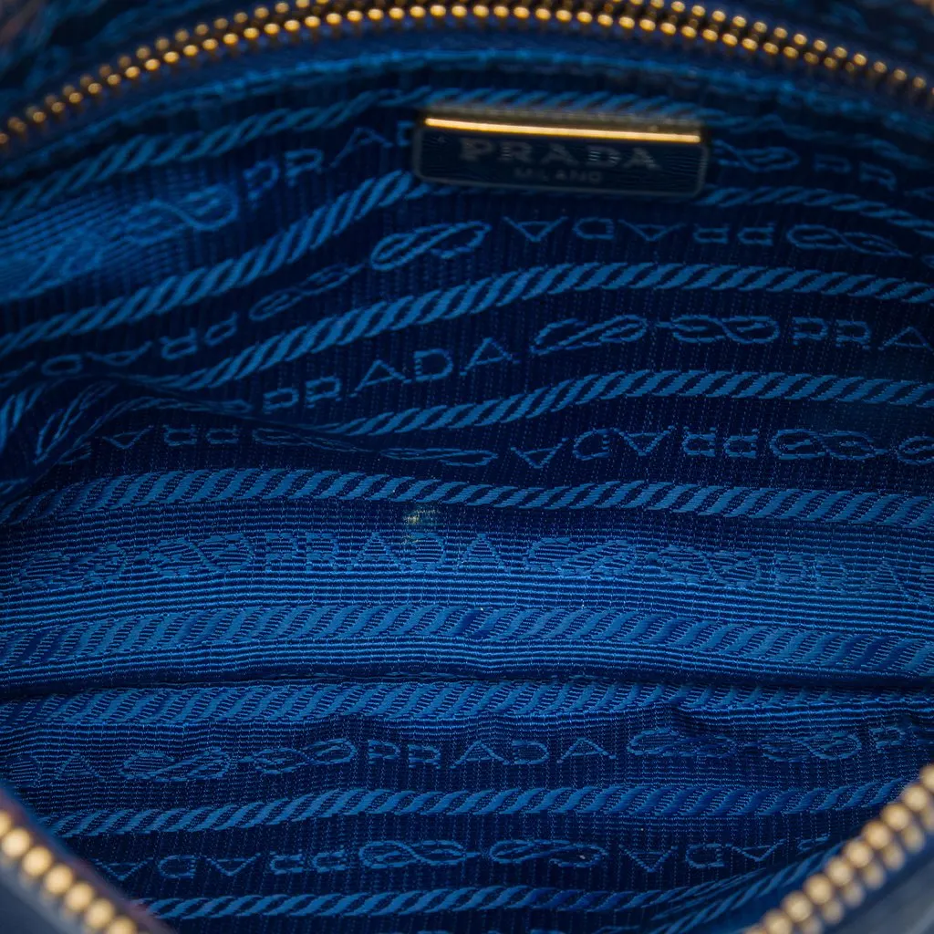 Prada Tessuto Wristlet Clutch Blue Polyamide Very good - Model View