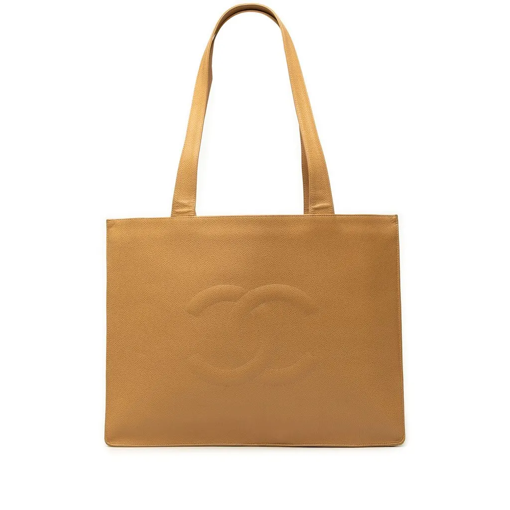 Chanel CC Caviar Timeless Soft Tote Beige Leather Very good - Front View