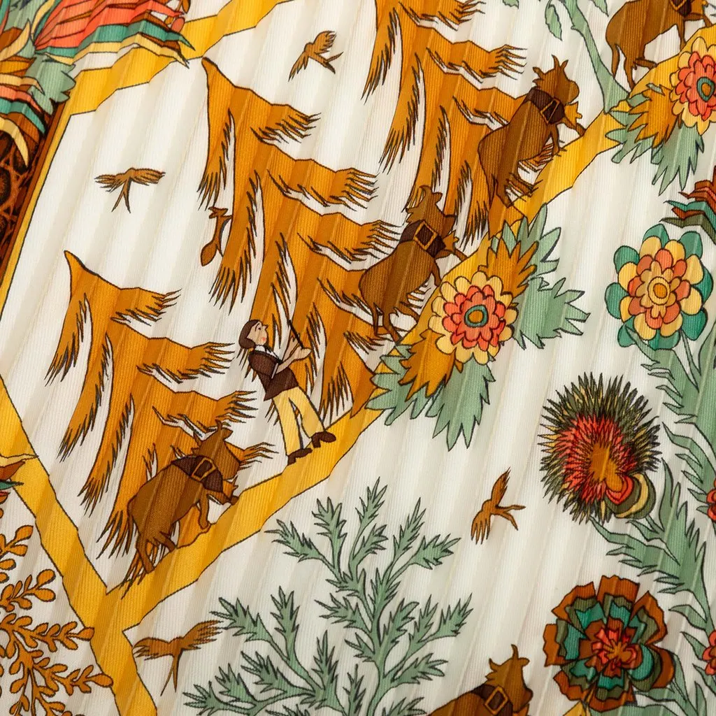 Hermès Decoupages Pleated Silk Scarf Yellow Silk Good - Inside View