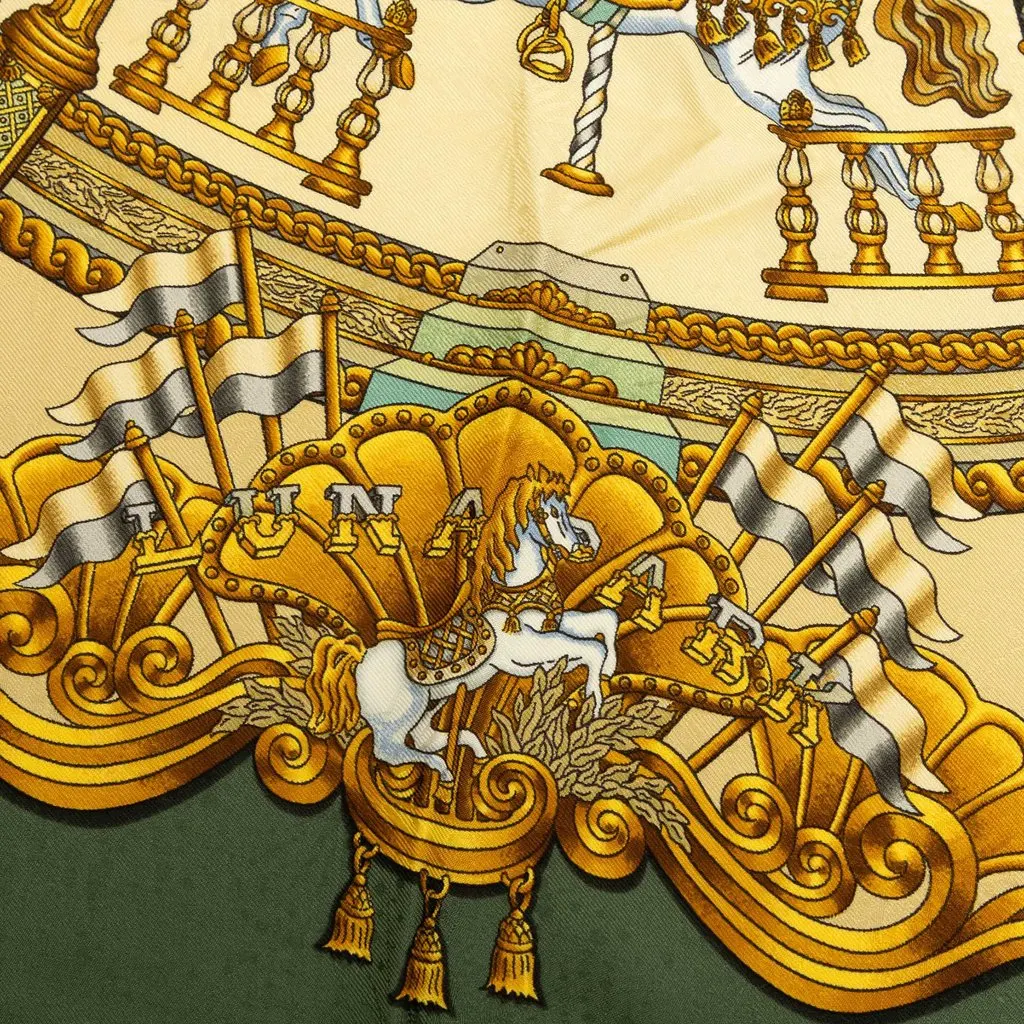 Hermès Luna Park Silk Scarf 90 Beige Silk Never worn - Box View