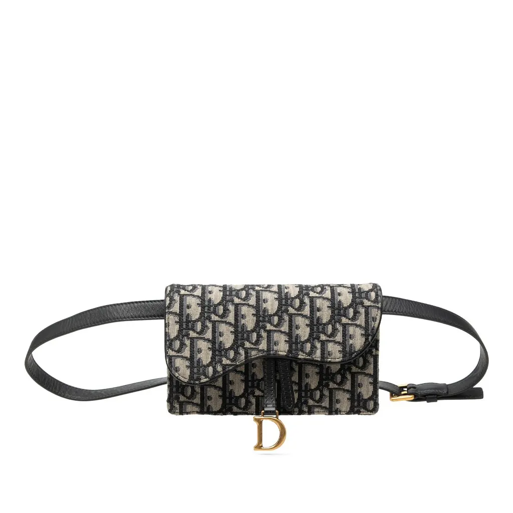 Dior Oblique Canvas Saddle Belt Bag Blue Canvas Very good - Front View